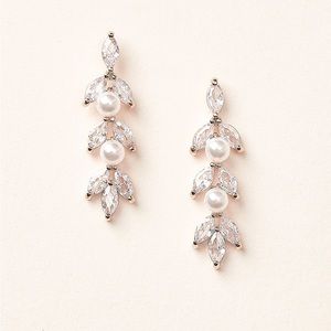 Dareth Colburn Sydney Pearl CZ Earrings Bridal Fancy Party Earrings